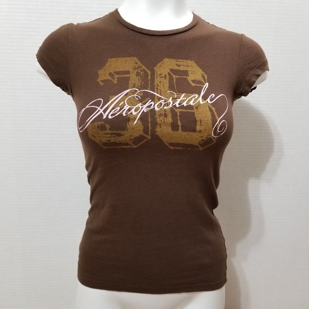 Aeropostale top Small brown logo graphic baby tee
